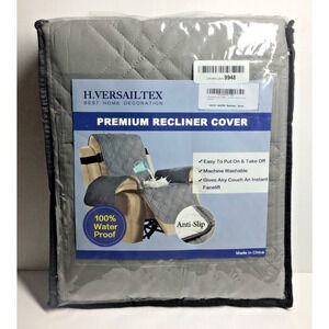 NEW Dove Gray Slip Proof & Waterproof Recliner Cover Easy to Put On & Off